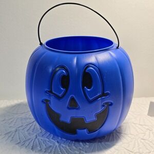 Halloween‎ Blue Pumpkin Blow Mold Bucket Pail Trick-or-treat  General Foam USA